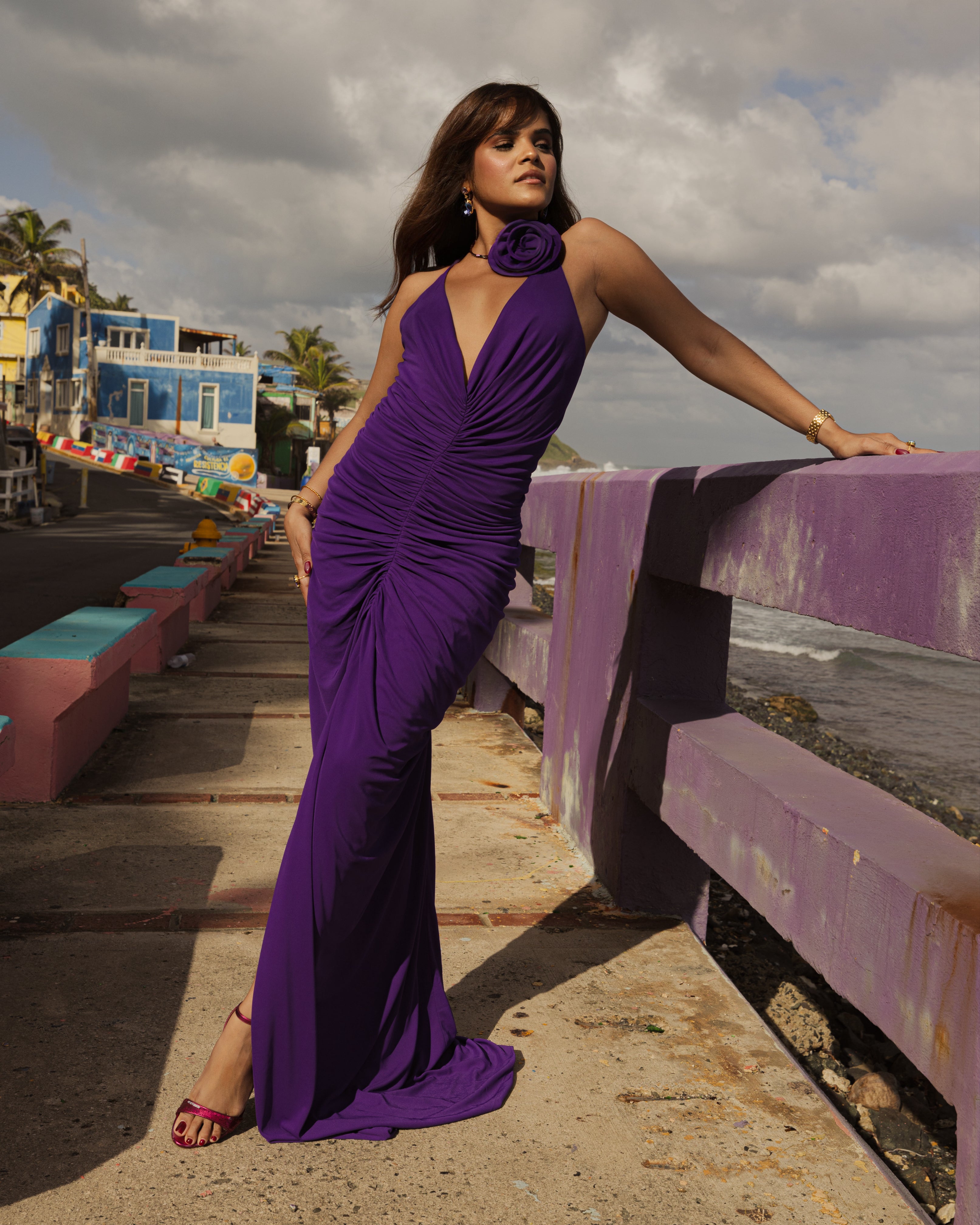 Gini Pau Purple Strappy Maxi Dress