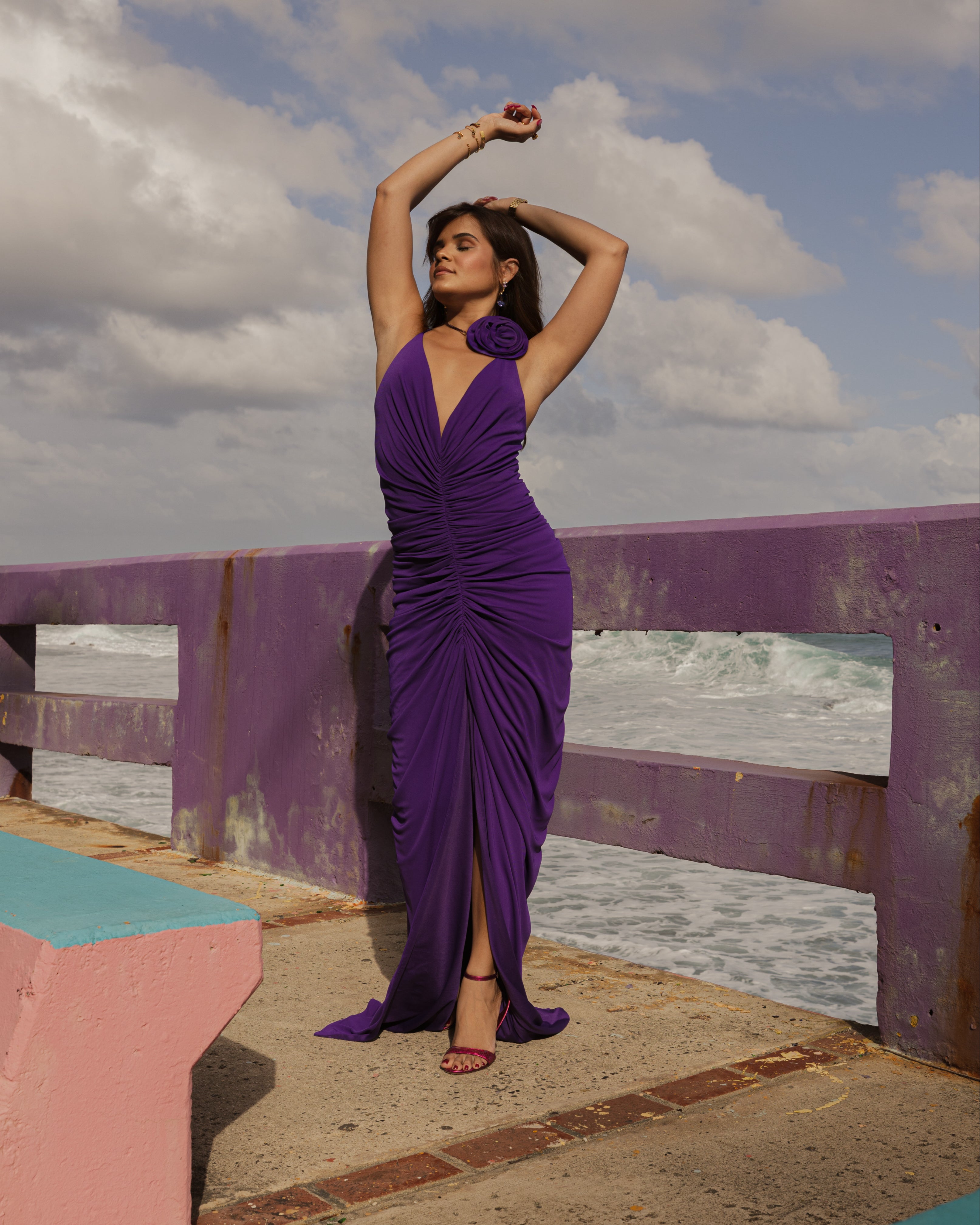 Gini Pau Purple Strappy Maxi Dress